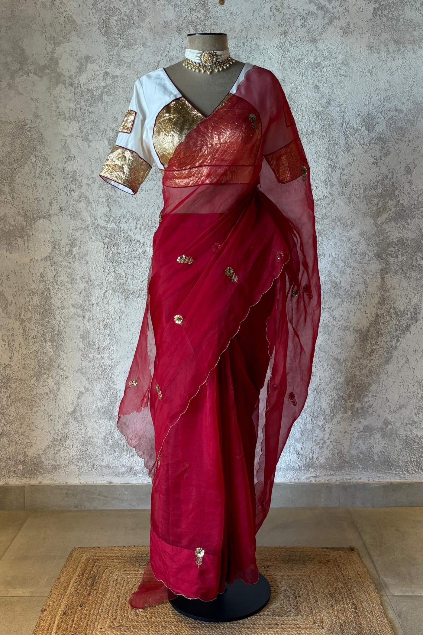 IRIS SAREE RED — Red — Silk Organza | Peeli Dori