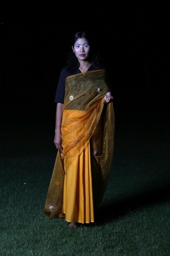 NAKSHATRA TARA YELLOWSAREE — Sunflower Yellow — HANDLOOM WEAVING, HAND- EMBROIDERY, ORGANIC DYING | Peeli Dori